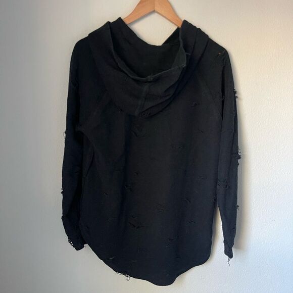 Michael Lauren Rudy Distressed Pullover Hoodie in Black - Picture 12 of 12